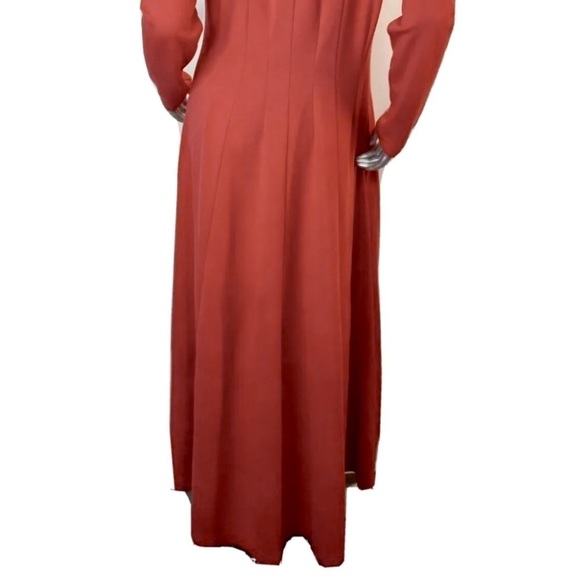 Tailored Maxi Swing Dress Orange & Gold Zipper Long Sleeves Pockets Set of 2 - Picture 7 of 10